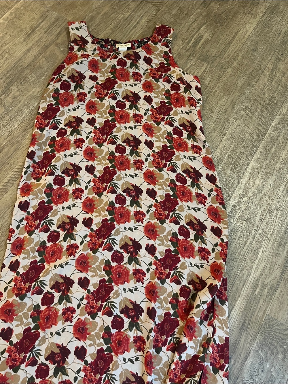 Studio Ease Floral Sleeveless Maxi Dress in Cream, Red & Burgundy